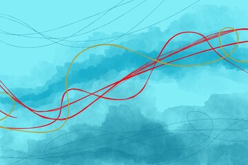 Hand painted blue watercolor illustration