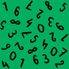 template with the image of keyboard symbols. a set of numbers. Surface template. green purple background. Square image