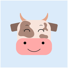 Illustration of a cute cow. Vector flat image of a cow for prints, posters, pattern. Farm animals.