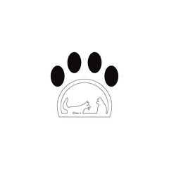 Line art pet cat and dog animal logo design