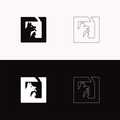 Pet cat and dog logo illustration . Line art design