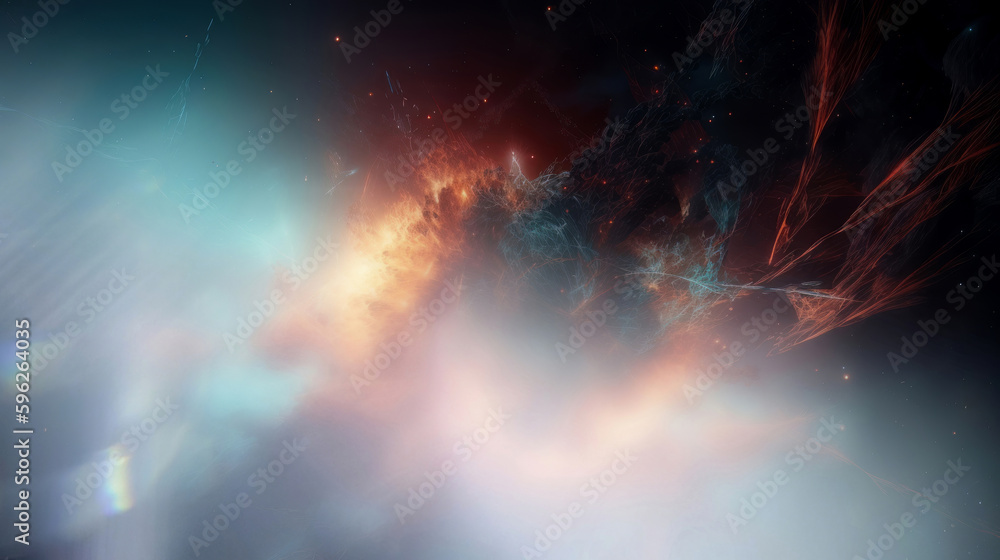 Wall mural space and glowing nebula background. ai generated.