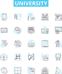 University vector line icons set. College, University, School, Higher-education, Campus, Academic, Institute illustration outline concept symbols and signs