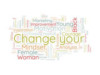 Word cloud background concept for Change your Mindset.Mind idea reactive attitude for positive improvement. vector illustration.