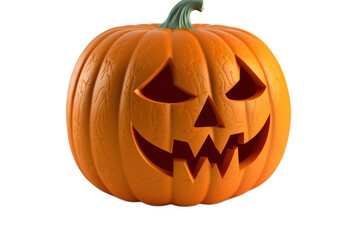 Halloween Pumpkin isolated on transparent background, Scary pumpkin with smile, happy face. PNG. Generative AI