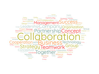 Word cloud background concept for Collaboration. Company teamwork collaboration for success strategy. vector illustration.