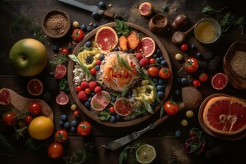 Stunning food arrangement. Generative AI