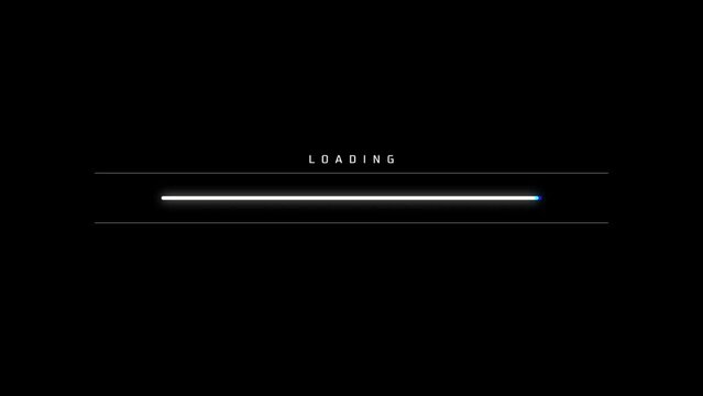 Futuristic loading bar animation with glitch effect. Tech loading bar animation with digital distortions, system failures, noise and artifacts. Distorted cyberpunk downloading process.