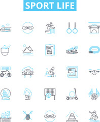 Sport life vector line icons set. sports, life, soccer, basketball, football, hockey, baseball illustration outline concept symbols and signs