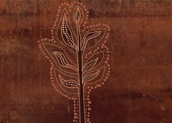 Fototapeta na wymiar Artwork depicting trees in aboriginal style.