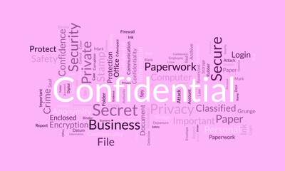 Word cloud background concept for Confidential. Secret information authority, privacy important of departure document. vector illustration.