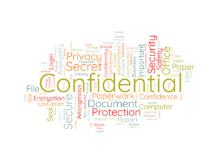 Fototapeta premium Word cloud background concept for Confidential. Secret information authority, privacy important of departure document. vector illustration.