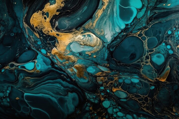 Obraz premium A background that looks like water and gold can be a stunning and mesmerizing sight. The combination of the two elements can create a sense of luxury and tranquility at the same time.