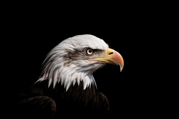 Obraz premium majestic bald eagle in stunning detail against a dark background. Generative AI