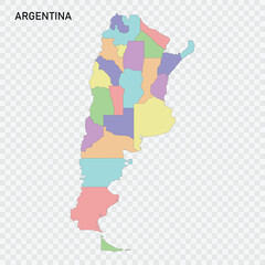 Isolated colored map of Argentina with borders