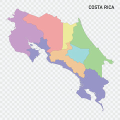 Isolated colored map of Costa Rica with borders
