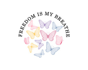 butterfly drawing and slogan vector design