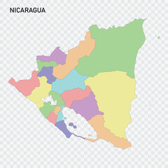 Isolated colored map of Nicaragua with borders