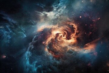Plakat galactic swirl of nebulae, with clusters and waves of stars, created with generative ai