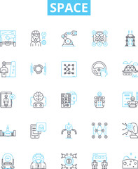 Space vector line icons set. Space, Astronomy, Stars, Planets, Universe, Cosmology, Solar illustration outline concept symbols and signs