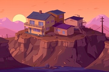 beautiful house perched on a cliff overlooking the ocean. Generative AI