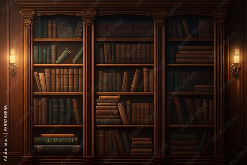 Aufkleber zoom videoconferencing bookcase backdrop generative ai