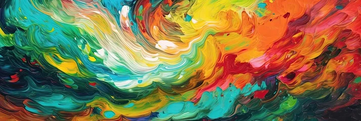 Crédence de cuisine en verre imprimé Mélange de couleurs A Background Of Swirling, Colorful Brushstrokes Background. Generative AI