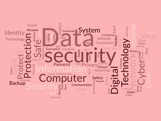 Fototapeta premium Word cloud background concept for Data security. Network technology safety access for web privacy protection. Vector illustration.