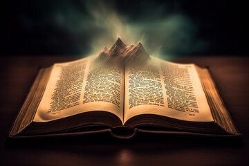 Fototapeta premium When the Bible is depicted in abstract art, it is often through the use of symbols and metaphors. For example, the cross can represent the sacrifice of Jesus.