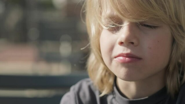 boy eating French fries in fast food McDonalds Restaurant 23.03.20 Kemer Turkey.