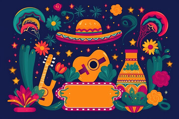 Cinco de Mayo background. May 5, Mexican holiday celebration. Generative ai