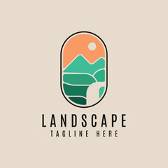 landscape outdoor vector logo vintage illustration design badge