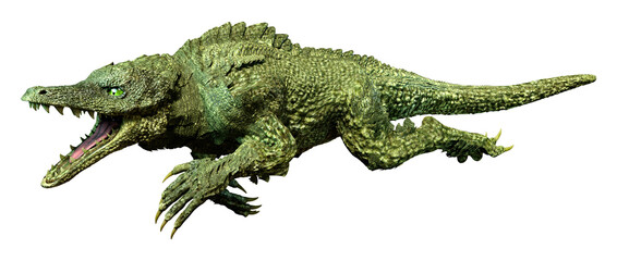 3D Rendering Fantasy Crocodile on White