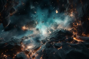 Illustration of a star-filled fantasy backdrop in outer space. Generative AI