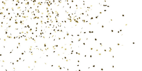 Gold confetti in shape of stars. Isolated, cut out. 3d rendering