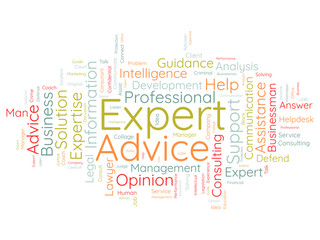 Word cloud background concept for Expert advice. Service support help with expert opinion guidance. vector illustration.