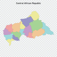 Isolated colored map of Central African Republic