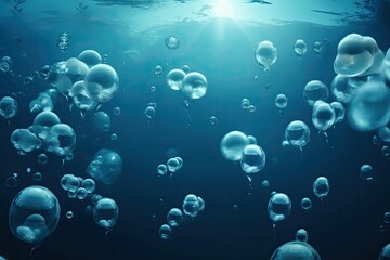 colorful bubbles floating in a clear water background. Generative AI