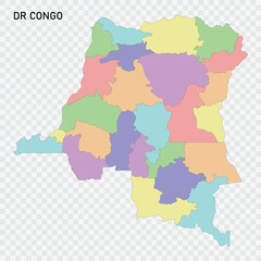 Isolated colored map of DR Congo