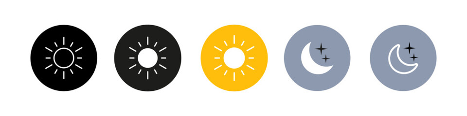 Sun and moon in flat style. Vector icon day and night. Moon and star sign.
