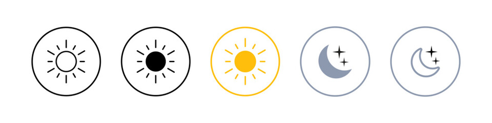 Sun and moon in flat style. Vector icon day and night. Moon and star sign.