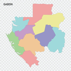 Isolated colored map of Gabon