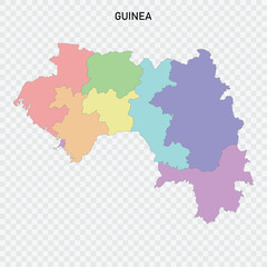 Isolated colored map of Guinea