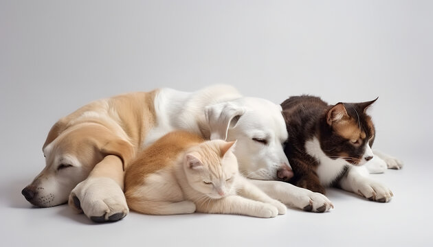Cats and dogs prove that love knows no boundaries as they cuddle up for a nap together