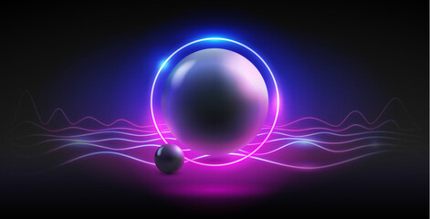 Abstract Neon Background in Retro Wave Style