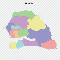 Isolated colored map of Senegal