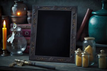 Stylish Table Decor: Picture Frame, Candle, And Mustard Jars With Glass Jar Mustard - Perfect For Home And Restaurant Use Frame Mockup Template Generative AI