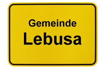 Illustration eines Ortsschildes der Gemeinde Lebusa in Brandenburg