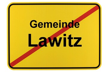 Illustration eines Ortsschildes der Gemeinde Lawitz in Brandenburg
