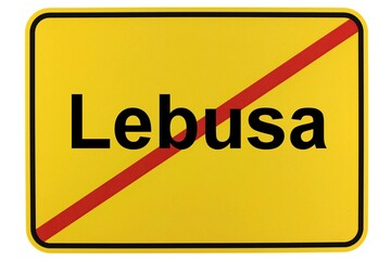 Illustration eines Ortsschildes der Gemeinde Lebusa in Brandenburg